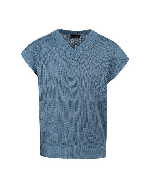 Roberto Collina Blue Sleeveless Knitwear for men