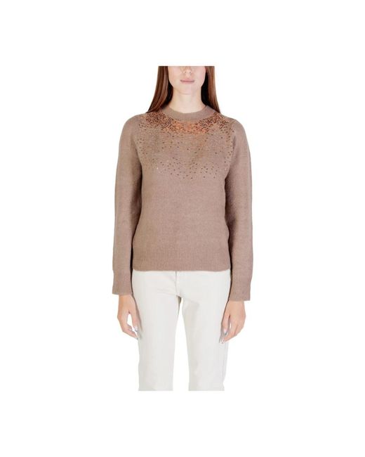 Jacqueline De Yong Glitter Detail Gebreide Trui in het Brown