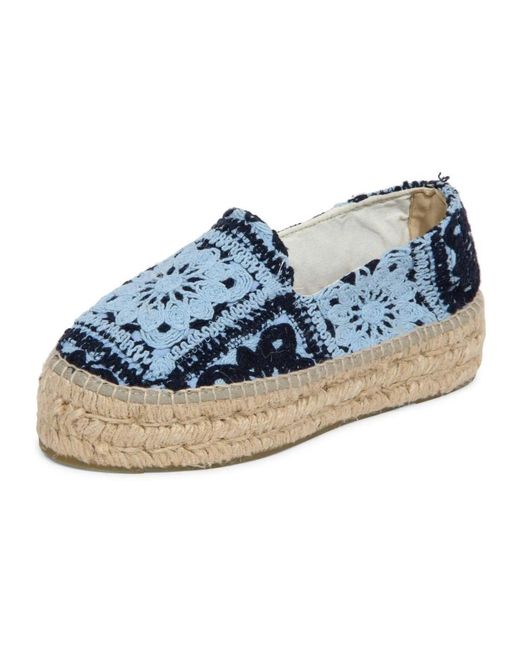 Manebí Schoenen ,Blauw ,Katoen Crochet Loafer Double Sole Yucatan in het Blue