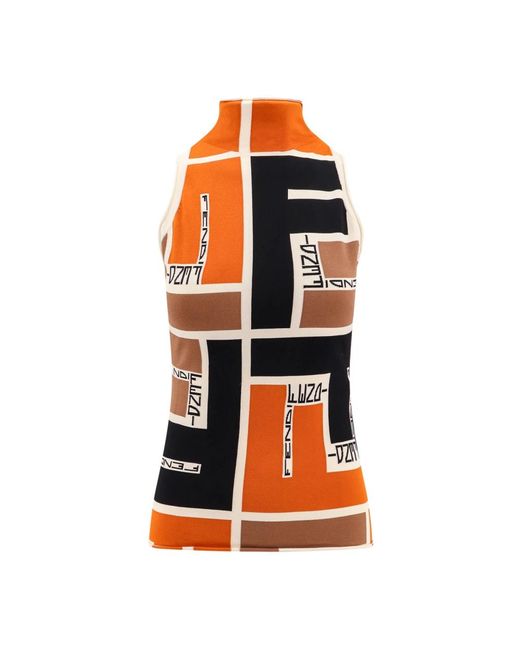 Fendi Orange Ff puzzle halterneck topwear