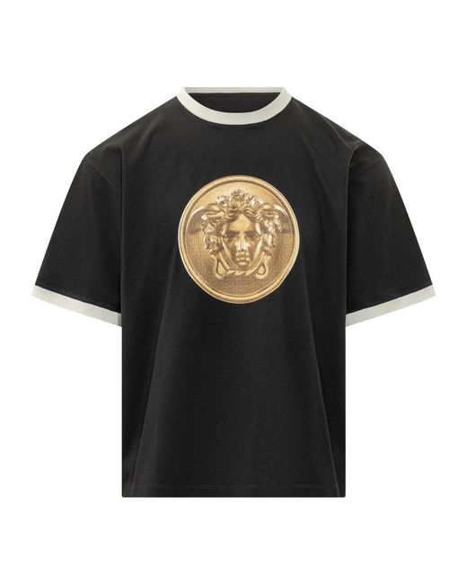 Versace T-Shirt Met Ronde Hals in het Black voor heren