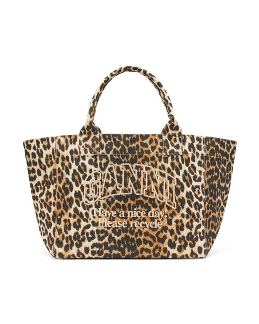 Ganni Metallic Shopping Bags