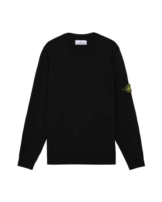 Stone Island Black Round-Neck Knitwear for men