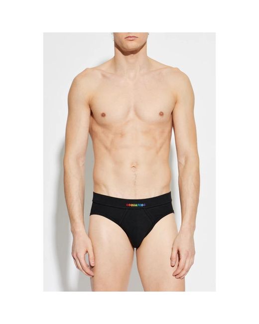 DSquared² Ondergoed ,Zwart ,Katoen Cotton Logo Briefs in het Black voor heren