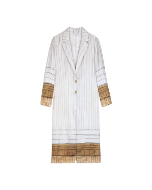 Alysi Jassen ,Wit ,Leer 915063Gesso Coat in het White