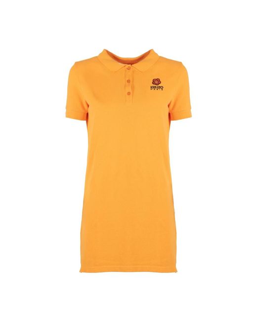 KENZO Orange Crest Logo Polo Kleid in