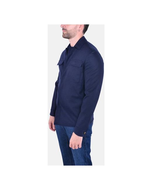 Eleventy Jassen ,Blauw ,Wol Wollen Overhemdjas Met Knopen in het Blue voor heren