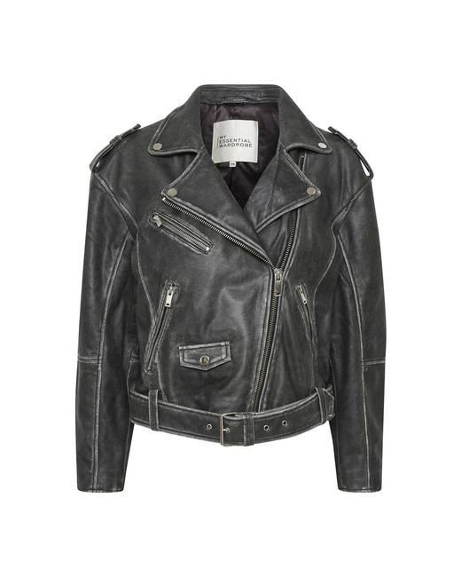 My Essential Wardrobe Leren En Suède Jassen in het Black