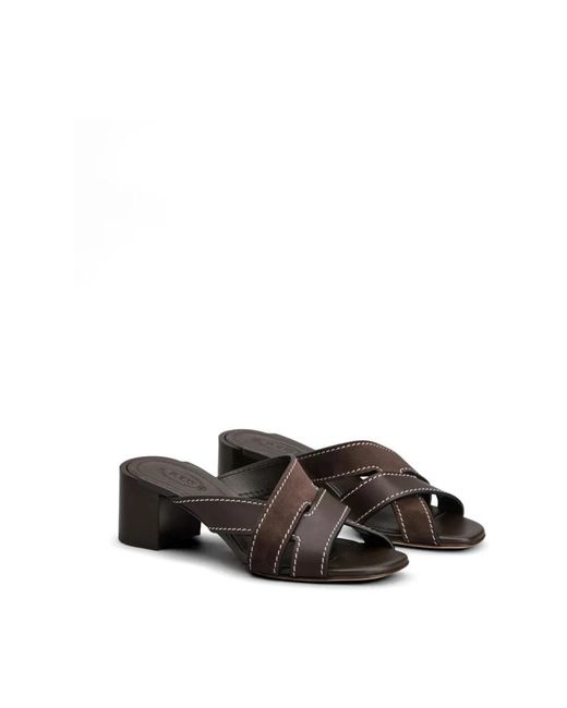 Tod's Brown Heeled Mules