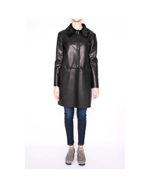 Pinko Jassen ,Zwart ,Polyester Single-Breasted Jas in het Black