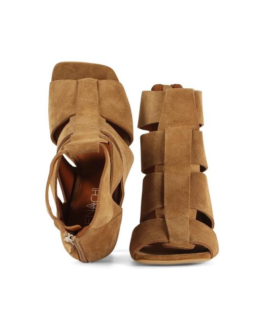 Shoes > sandals > high heel sandals Elena Iachi en coloris Brown