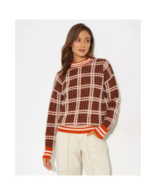 Marni Brown Kariert strickpullover lockere passform