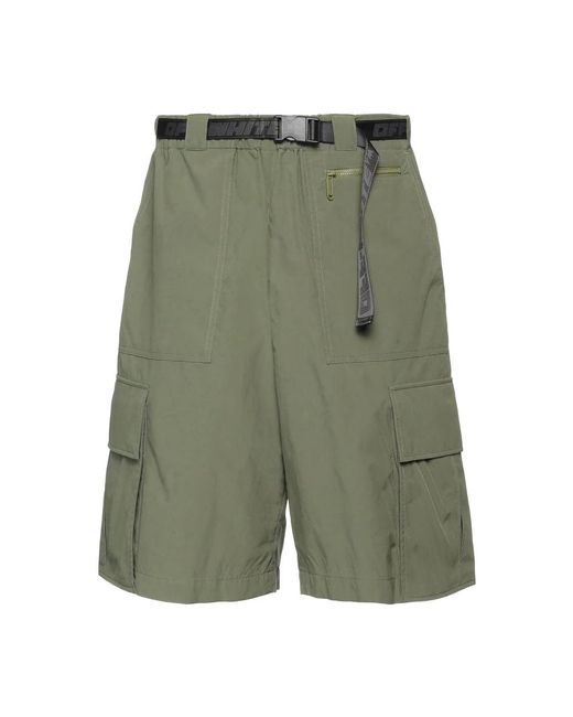 Off-White c/o Virgil Abloh Green Relaxed Fit Bermuda Shorts With Removable Belt for men