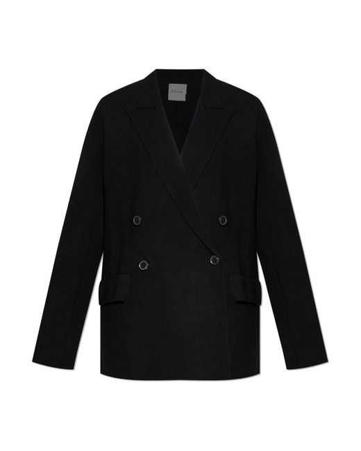Paul Smith Jassen ,Blauw ,Leer Double-Breasted Blazer in het Black