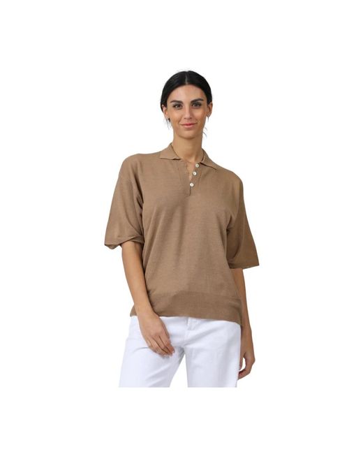 Polo Shirts Alpha Studio de color Brown