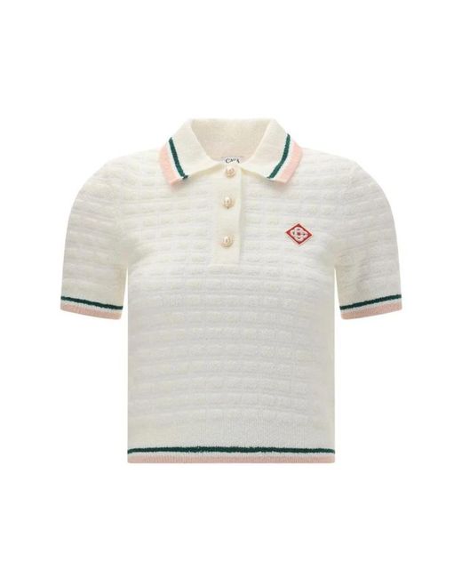 Casablanca Gray Strukturiertes Polo Shirt Mit Logo-Patch