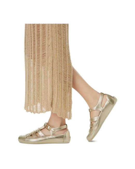 Candice Cooper Schoenen ,Geel ,Leer Leren Sandalen Rock T-Bar in het Metallic