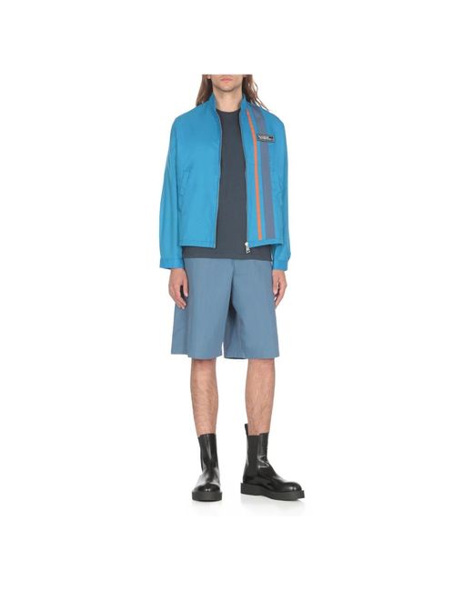 Maison Kitsuné Blaue baumwoll-bermuda-shorts hohe taille in Blue für Herren
