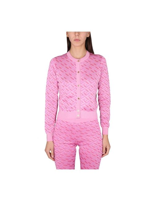 Versace Front Button Closure Crew in het Pink