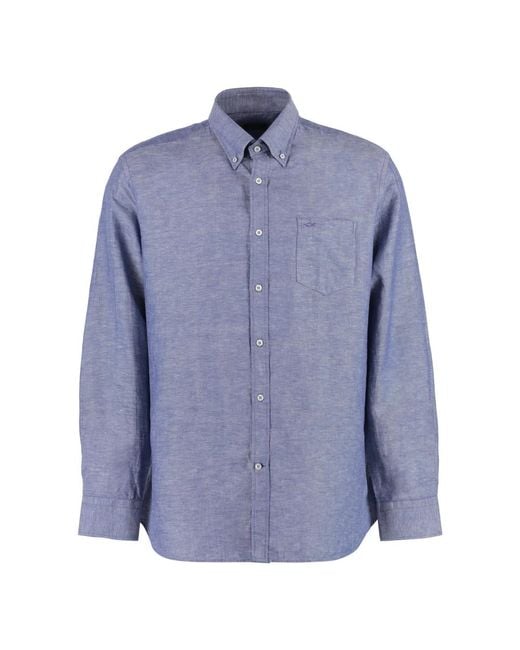Paul & Shark Katoenmix Shirt Met Lange Mouwen in het Blue voor heren
