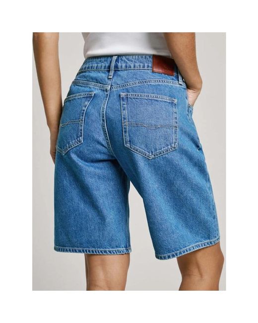 Pepe Jeans Basic Denim Bermuda Shorts in het Blue