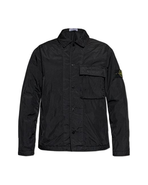 Stone Island Jassen ,Zwart ,Lichtgewicht Jas Met Zak in het Black voor heren