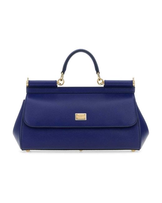 Dolce & Gabbana Blue Stilvolle blaue lederhandtasche