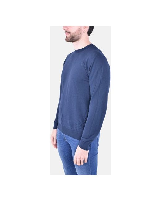 Blauer Baumwoll-rundhalspullover mit verblasstem effekt in Blue für Herren