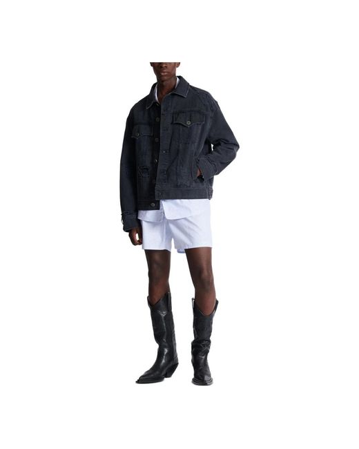 Balmain Jassen ,Zwart ,Denim Denim Jack Met Verwassen Effect in het Blue voor heren