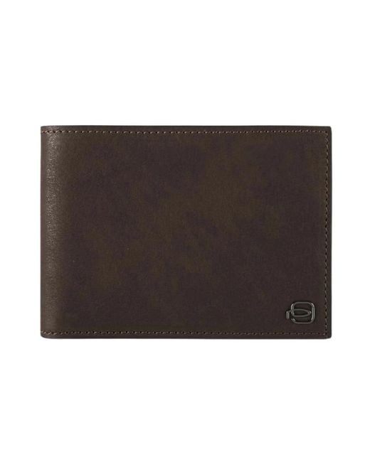 Piquadro Accessoires ,Bruin ,Leer Portemonnee Met Opklapbaar Id-Venster in het Black voor heren
