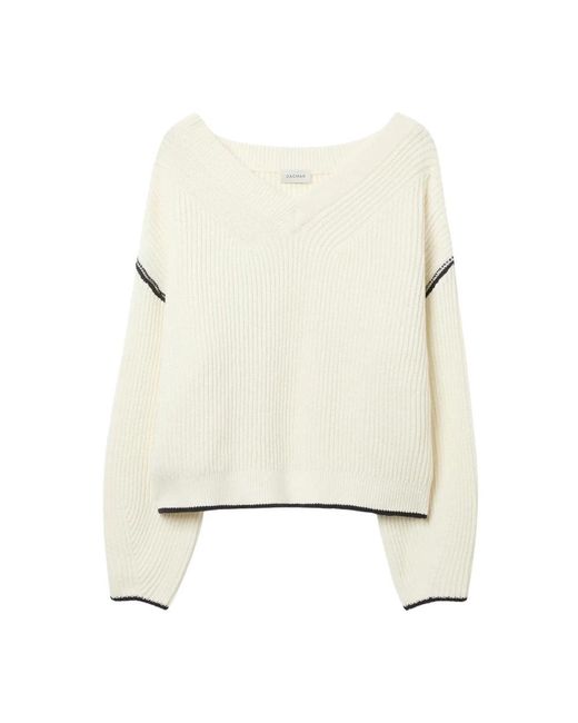 Dagmar Relaxed V-Neck Knit in het Natural