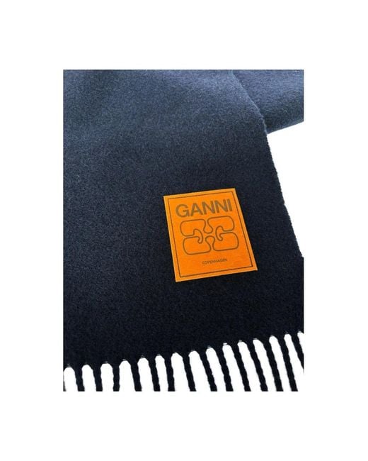 Ganni Blue Winter Scarves