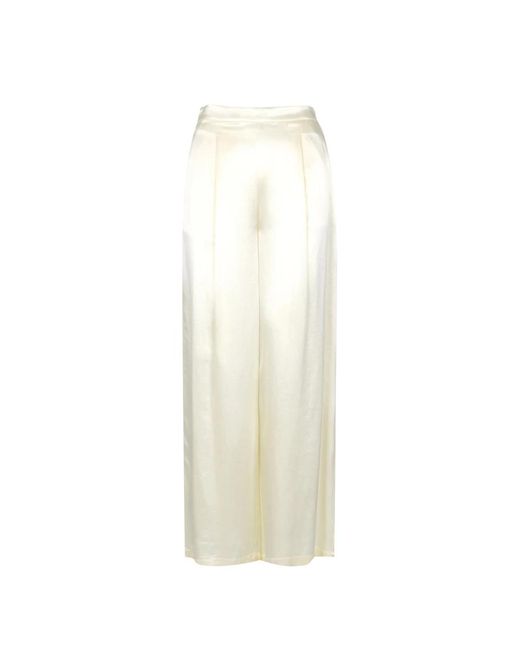 Pantaloni semi-couture crema con vita alta di Erika Cavallini Semi Couture in White