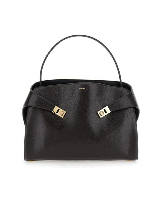 Ferragamo Bruine Hug Soft Large Tassen in het Black