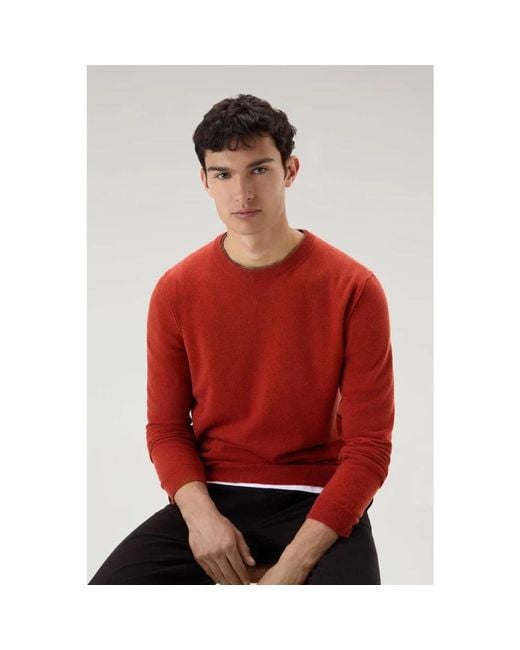 Woolrich Red Round-Neck Knitwear for men