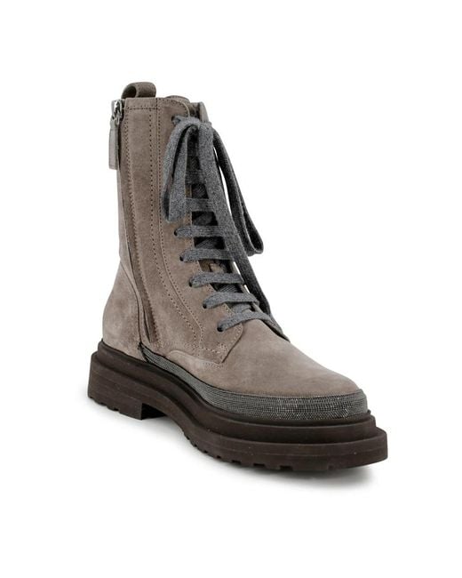 Brunello Cucinelli Brown Lace-Up Boots