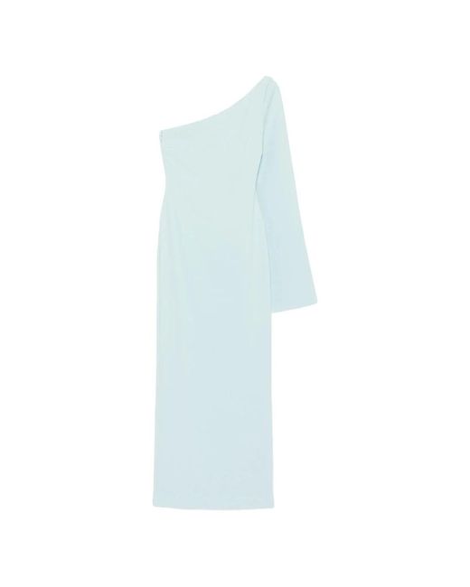 Solace London Blue Blaues One-Shoulder Midi-Kleid