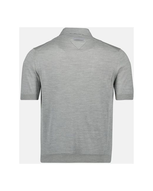 Prada Tops ,Grijs ,Kasjmier Kasjmier En Zijden Poloshirt in het Gray voor heren