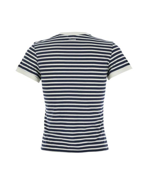 FRAME Blue Paris logo print gestreiftes crewneck t-shirt