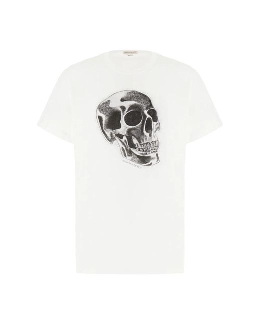 McQueen Tops ,Wit ,Katoen Casual Katoenen T-Shirt in het White voor heren