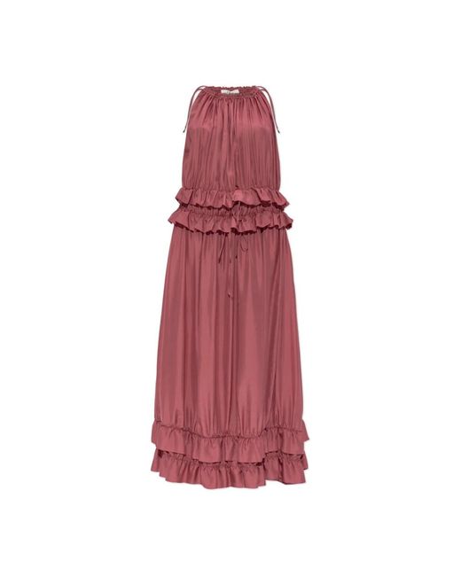 Chloé Kleedjes ,Roze ,Zijden Jurk Met Ruches in het Purple