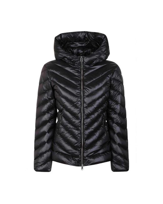 Woolrich Black Chevron Quilted Hooded Jacket