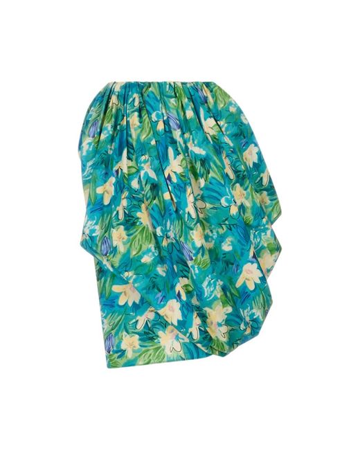 Chloé Bloemenprint Gedrapeerde Miniskirt in het Blue