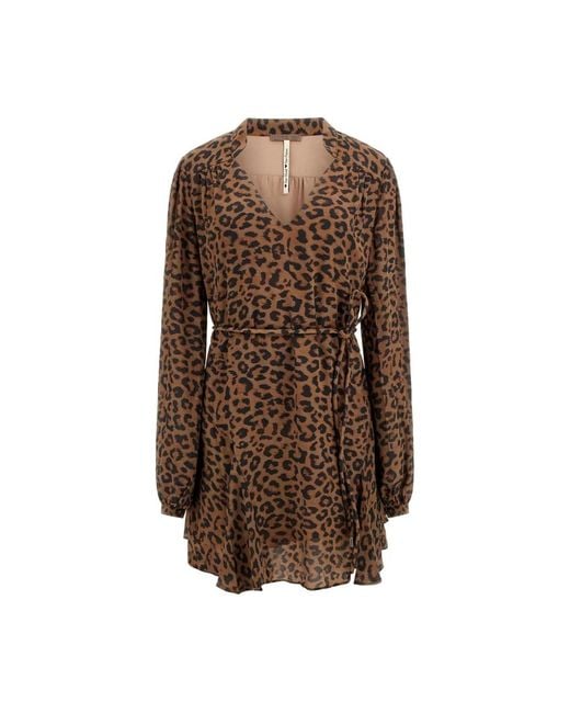 Guess Brown Wanda Flare Mini Kleid