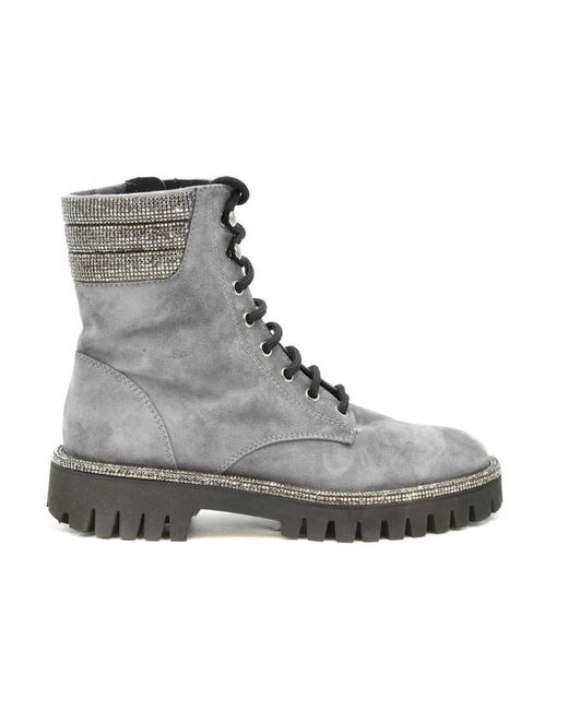 Ninalilou Gray Lace-Up Boots