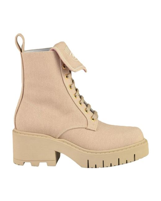Chiara Ferragni Natural Lace-Up Boots