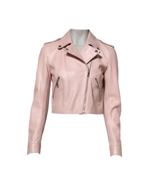 Dolce & Gabbana Pink Leather Jackets