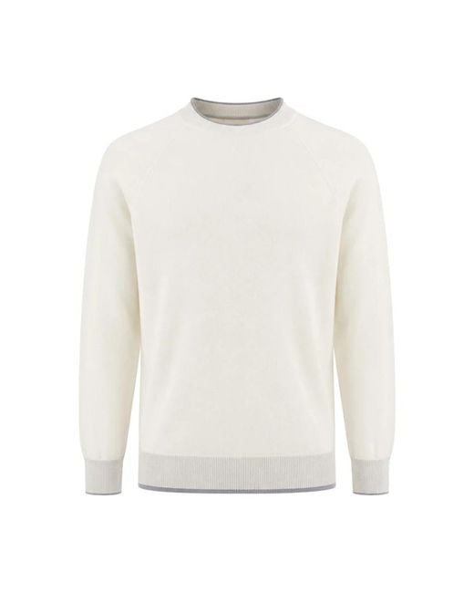 Eleventy White Round-Neck Knitwear for men