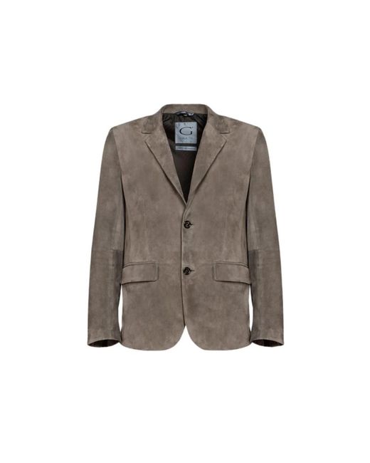 Gimo's Jassen ,Suède Licht Suède Blazer Met Enkele Borst in het Brown voor heren