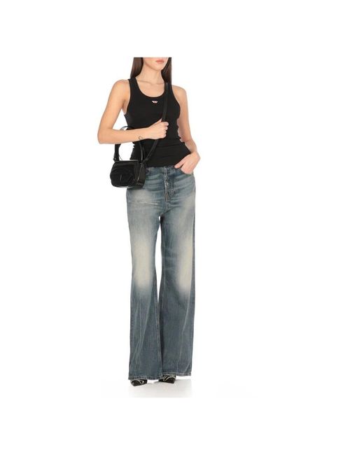 DIESEL Black Tanktop mit gesticktem d-logo-patch